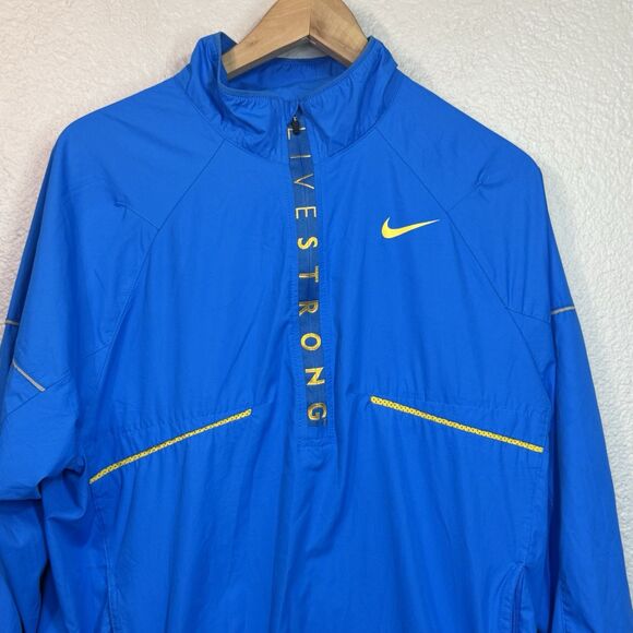 VTG Nike Anorak Men M Livestrong Royal Blue Cyclist Active Athletic Running Rare - Picture 2 of 9
